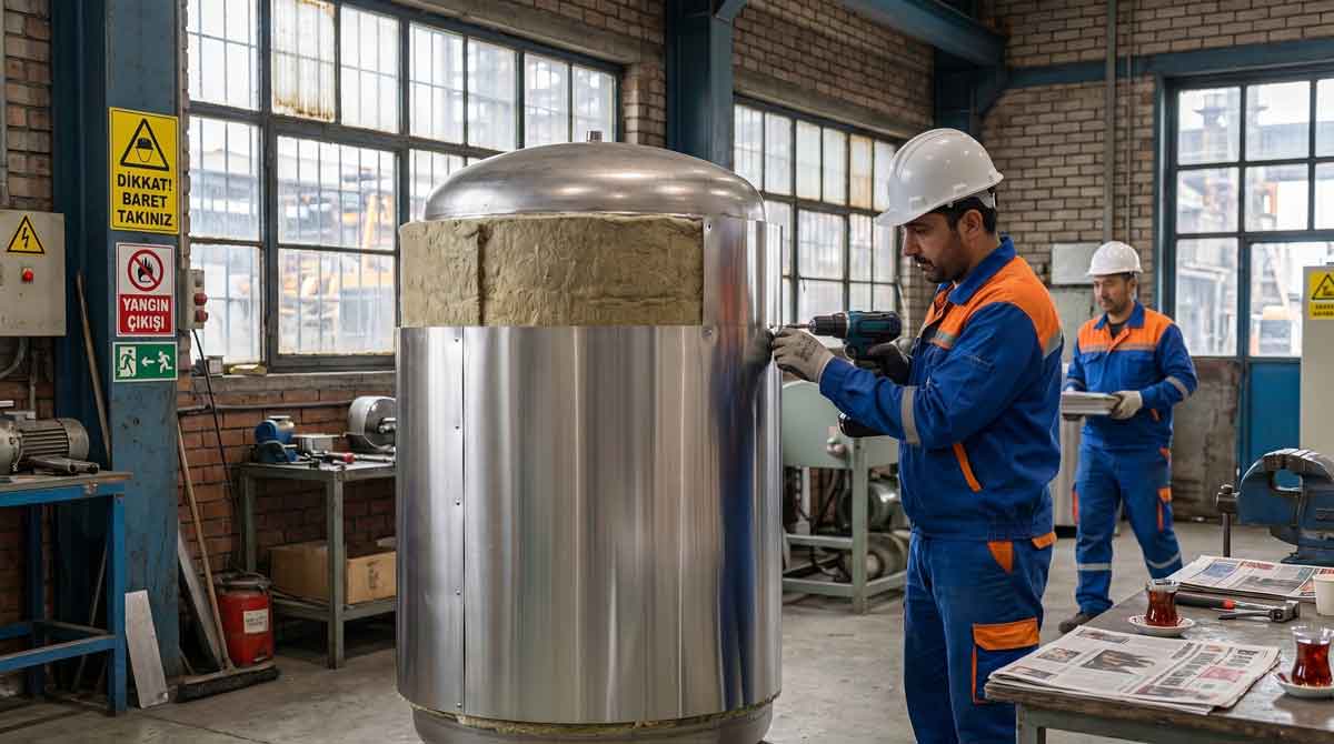 Metal sac kaplamalı izole edilmiş endüstriyel proses tankı uygulaması